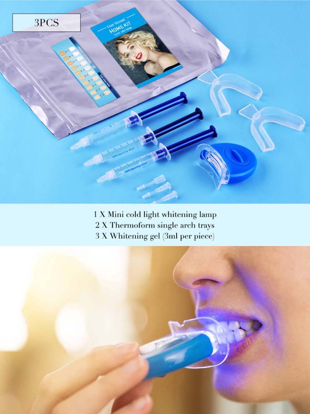 Teeth Whitening Gel Peroxide - Hochwertiges Peroxid-Zahnaufhellungsgel-Set, Bleichsystem, helles weißes Lächeln,