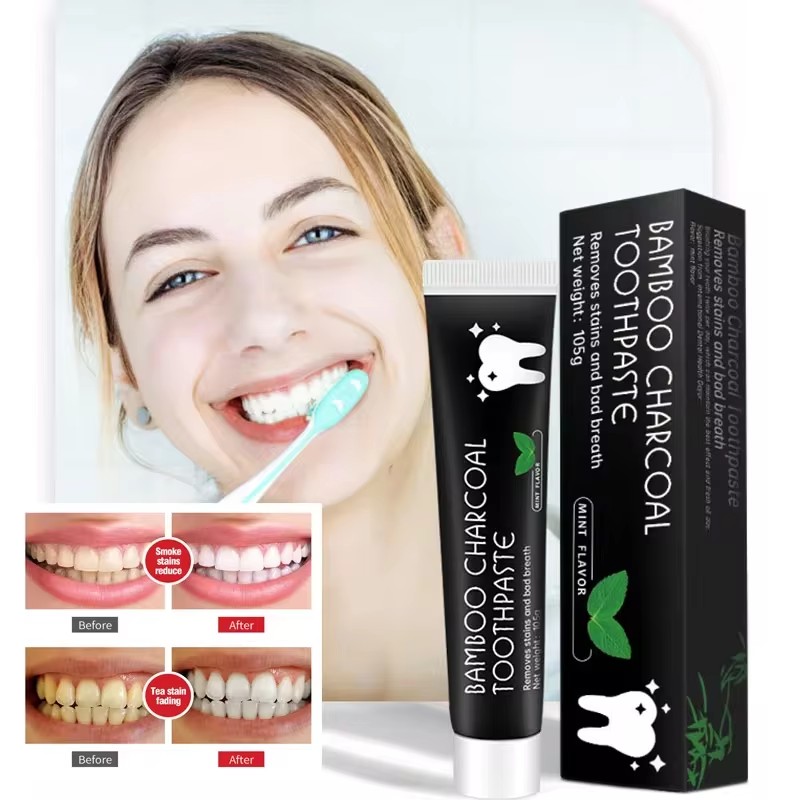 Teeth Whitening Zimba - Aufhellende Zahnpasta mit Bambuskohle, Adsorbiert Mundgeruch,