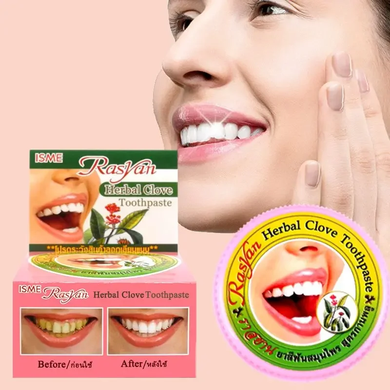Teeth Whitening Procedure - Thailändisches Nelken-/Kokos-Zahnpulver Rasyan zur Entfernung von