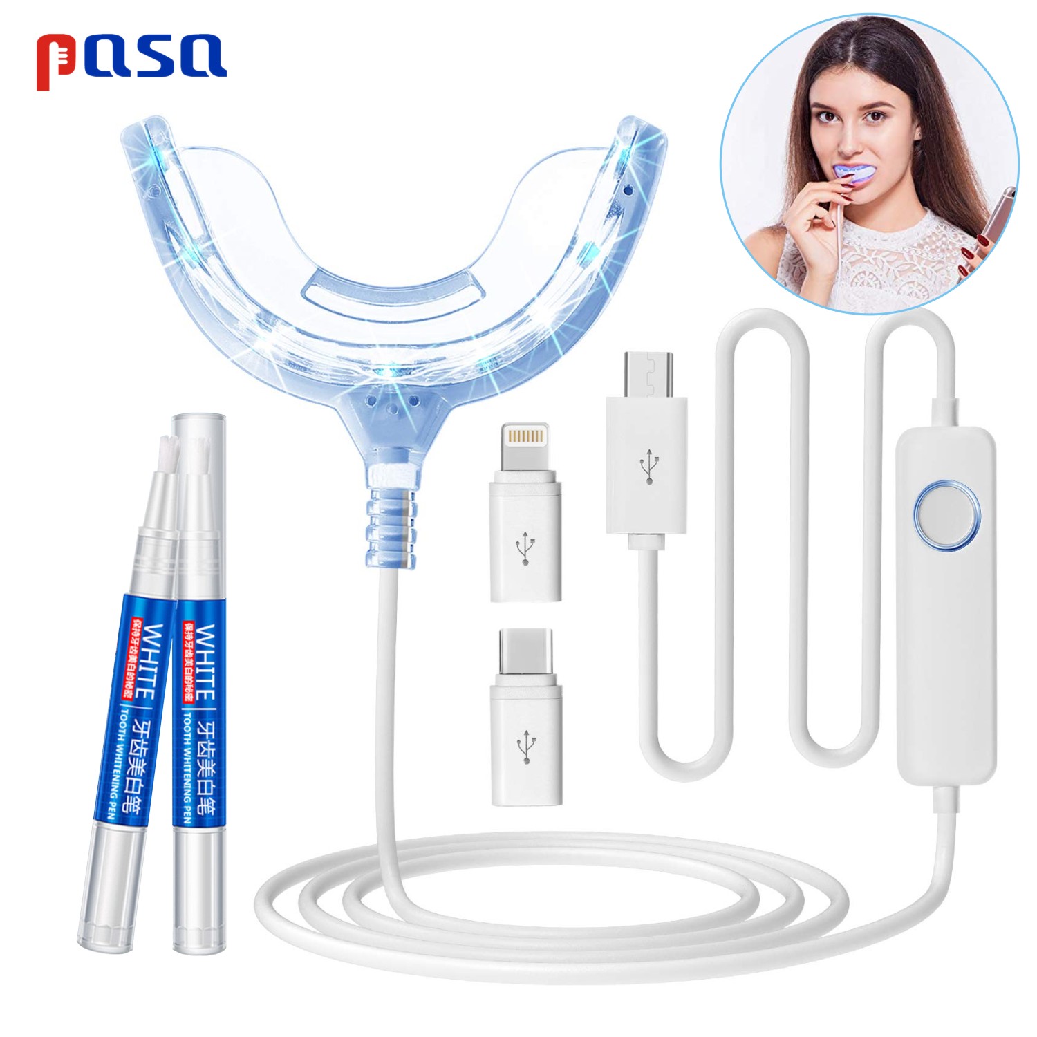 Tragbares LED-Kaltblaulicht-Za – Teeth Whitening Home Kit Bewertung und Preis