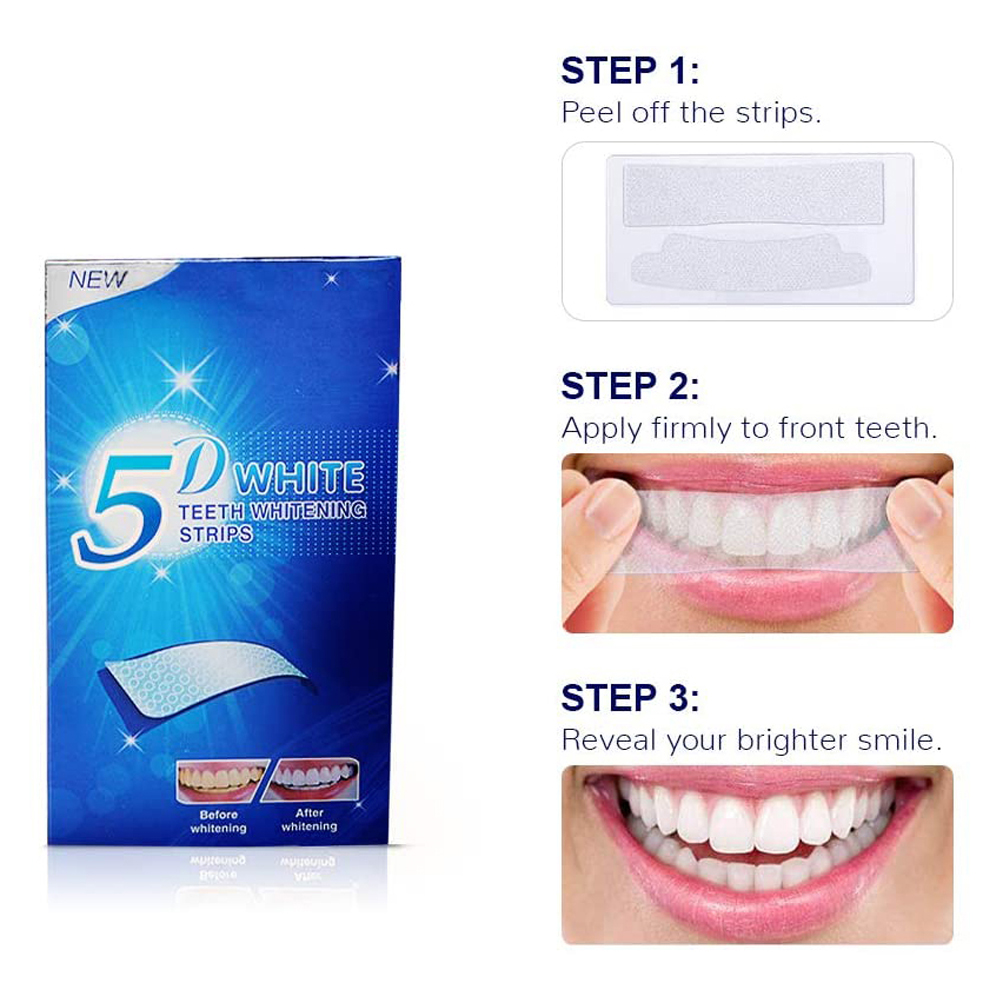 5D Weiße Zahnweißstreifen, Auf – Teeth Whitening Gel Peroxide Bewertung und Preis